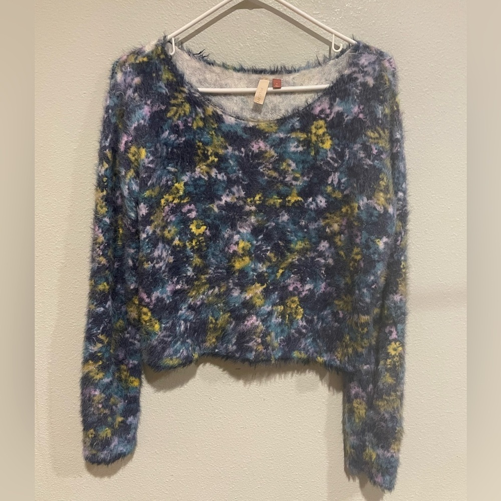 Pilcro Multicolor Fuzzy Crop Sweater